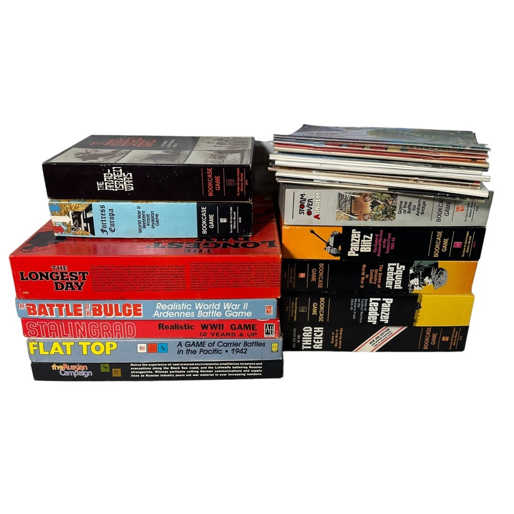 12 Avalon Hill WWII Strategy Games + 12 General Manuals (24 Total Items)